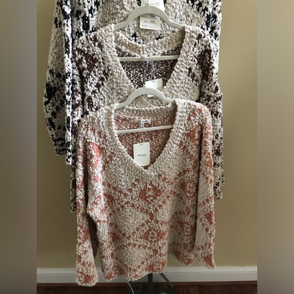 MIRACLE NWT Sweater tunic black Tan Pumpkin Pick your color fits sm - large - Picture 3 of 3